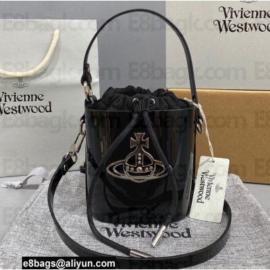 Vivienne Westwood Daisy Small Drawstring Bucket Bag Patent Black