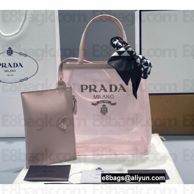 Prada Small Sequined Mesh Tote Bag 1BG417 Pink 2022