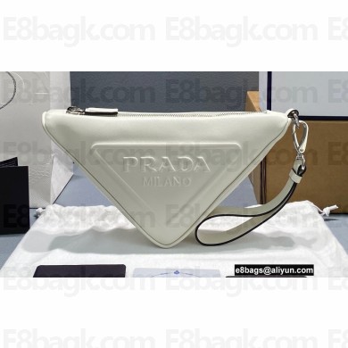 Prada Leather Triangle Pouch Bag 1NE039 White 2022