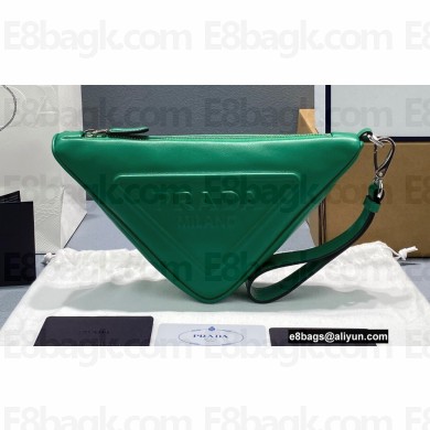 Prada Leather Triangle Pouch Bag 1NE039 Green 2022