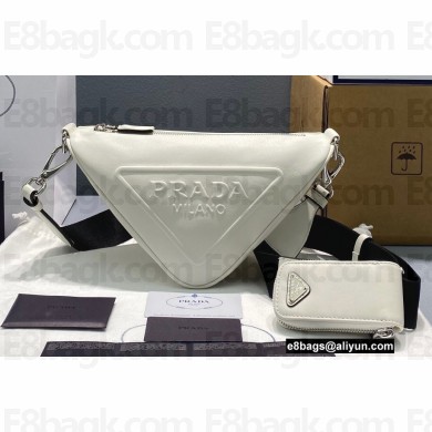 Prada Leather Triangle Shoulder Bag 1BH190 White 2022