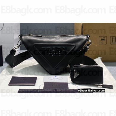 Prada Leather Triangle Shoulder Bag 1BH190 Black 2022