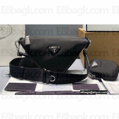 Prada Nylon Triangle Shoulder Bag Black 2022