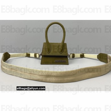 Jacquemus Le Chiquito Homme Mini Bag Suede Olive Green with Removable Shoulder Strap