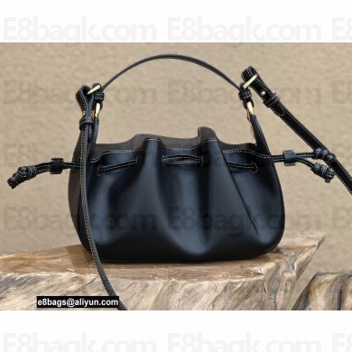 Fendi Pomodorino Drawstring Mini Bucket Bag Leather Black 2022