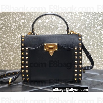 Valentino Small Alcove Rockstud Leather Top Handle Bag Black 2022