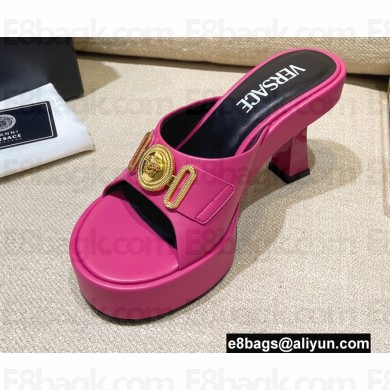Versace Icon Crysatl Medusa Medallion Heel Mules Leather Fuchsia 2022