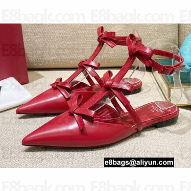 Valentino French Bows Leather Ballet Flats Red 2022