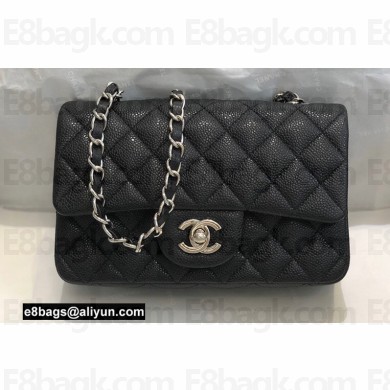 Chanel Small Classic Flap Handbag A01116 in Caviar Leather Black/Silver