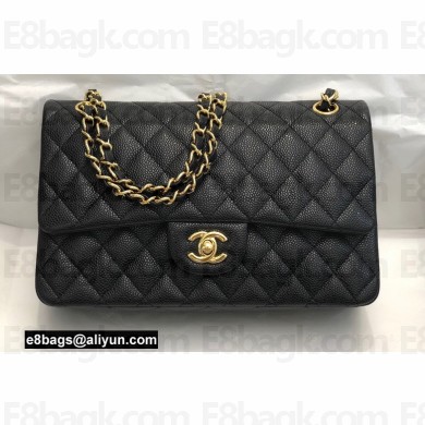 Chanel Medium Classic Flap Handbag A01112 in Caviar Leather Black/Gold