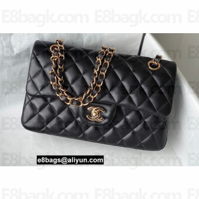 Chanel New Small Classic Flap Handbag A01113 in Lambskin Black/Gold