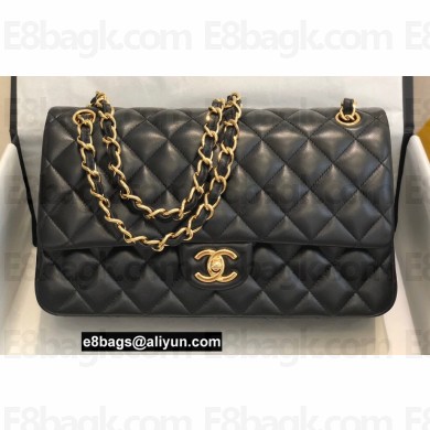 Chanel New Medium Classic Flap Handbag in Lambskin Black/Gold