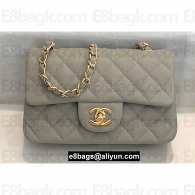 Chanel Small Classic Flap Handbag A01116 in Caviar Leather Smoky Gray/Gold