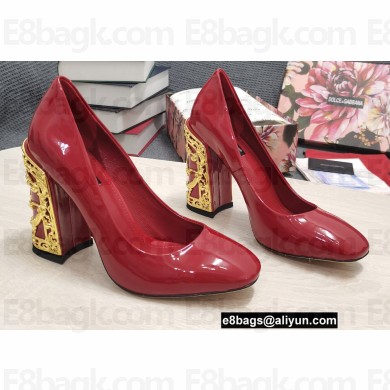 Dolce & Gabbana Logo Heel 10.5cm Patent leather Pumps Red 2022