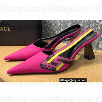 Versace Heel 7cm La Greca Signature Slingback Pumps Fuchsia 2022