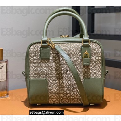 Loewe Amazona 19 square bag in Anagram jacquard and calfskin Green