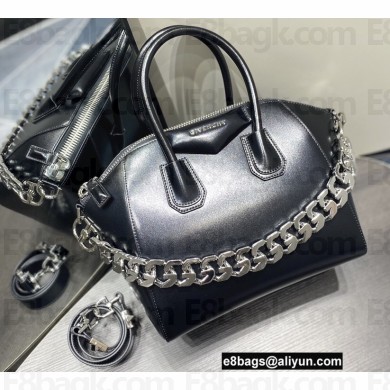 Givenchy Small Antigona Bag in Box Leather Black with Chain