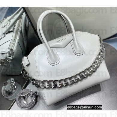 Givenchy Small Antigona Bag in Box Leather White with Chain