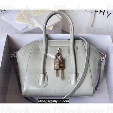 Givenchy Mini Antigona Lock Bag in Box Leather Gray
