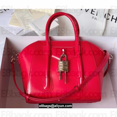 Givenchy Mini Antigona Lock Bag in Box Leather Red