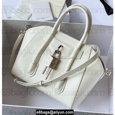 Givenchy Mini Antigona Lock Bag in Box Leather White