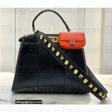 Fendi Peekaboo Iconic Medium Bag in Vintage Effect Lambskin Black