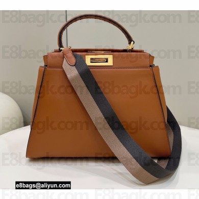 Fendi Peekaboo Iconic Medium Bag Caramel in Calfskin Leather with FF Lining