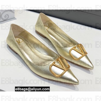 Valentino VLogo Signature Ballet Flats Gold