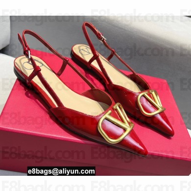 Valentino VLogo Signature Slingback Ballet Flats Red