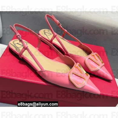 Valentino VLogo Signature Slingback Ballet Flats Pink