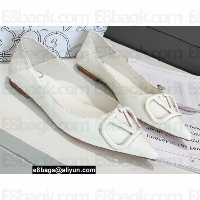 Valentino VLogo Signature Ballet Flats Patent White