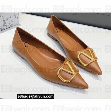 Valentino VLogo Signature Ballet Flats Brown
