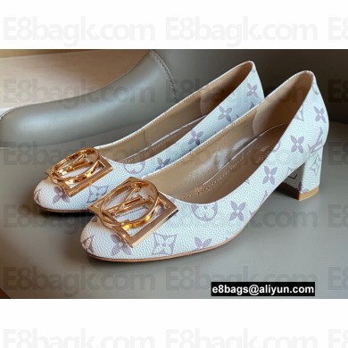 Louis Vuitton Heel 4.5cm Dauphine Madeleine Pumps Monogram Canvas White