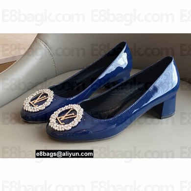 Louis Vuitton Heel 4.5cm LV Circle Madeleine Pumps Patent Blue