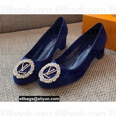Louis Vuitton Heel 4.5cm LV Circle Madeleine Pumps Suede Blue