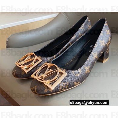 Louis Vuitton Heel 4.5cm Dauphine Madeleine Pumps Monogram Canvas Coffee