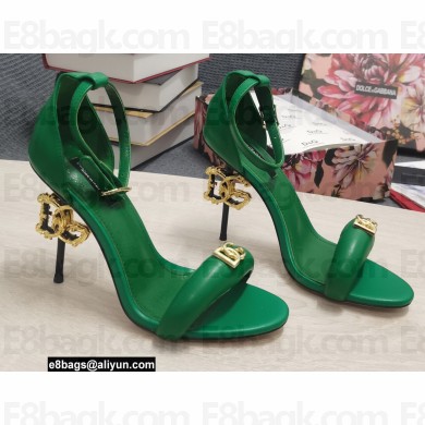 Dolce & Gabbana Heel 10.5cm Calfskin Sandals Green with DG Heel 2022
