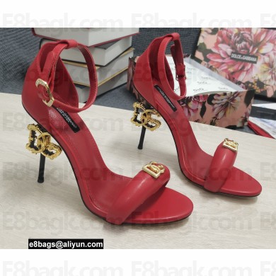 Dolce & Gabbana Heel 10.5cm Calfskin Sandals Red with DG Heel 2022