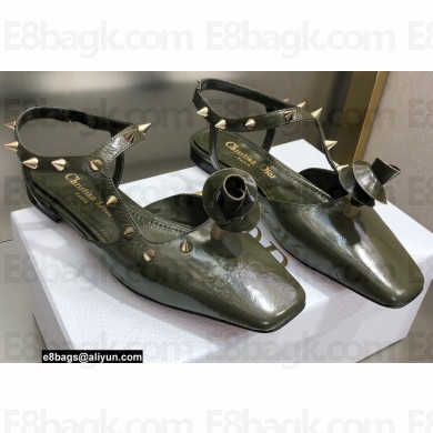 Dior Heel 1cm Rose Fantastique Slingback Flats Dark Green 2022