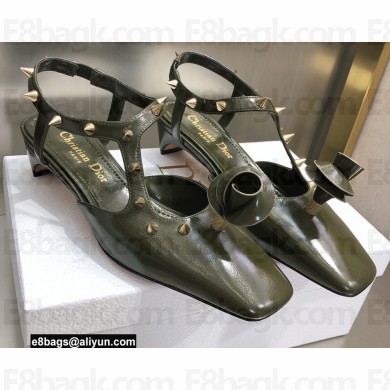 Dior Heel 3.5cm Rose Fantastique Slingback Pumps Dark Green 2022