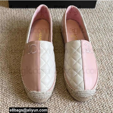 Chanel Patchwork Quilting Espadrilles Pink/White 2022