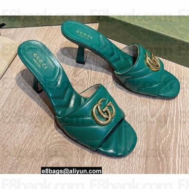 Gucci Heel 7.5cm Double G Slide Sandals 674839 Green 2022