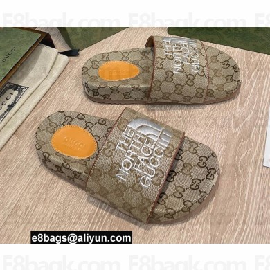 The North Face x Gucci GG Slide Sandals Beige/White 2022