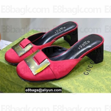 Gucci Heel 8.5cm Mules Pumps Satin Red 2022