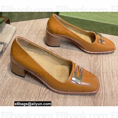 Gucci Heel 5.5cm Pumps Brown with Gold G 2022