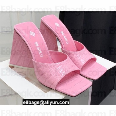 The Attico Heel 10.5cm Devon Mules Crocodile Print Pink