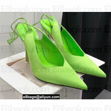 The Attico Heel 10.5cm Venus Slingback with Ankle Strap Satin Green