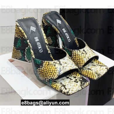 The Attico Heel 10.5cm Devon Mules Python Print