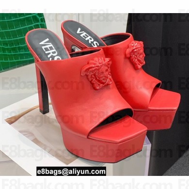 Versace Heel 14cm Platform 4cm La Medusa Mules Red