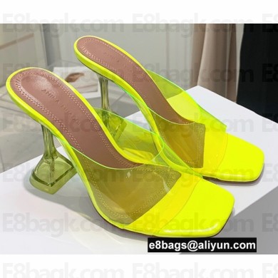 Amina Muaddi Heel 9.5cm Lupita Glass Slippers Mules PVC Yellow